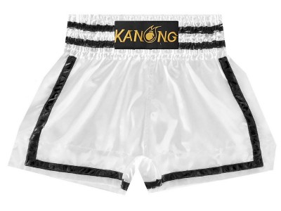 Pantaloncini Thai Boxe Kanong : KNS-140-Bianca-Nero